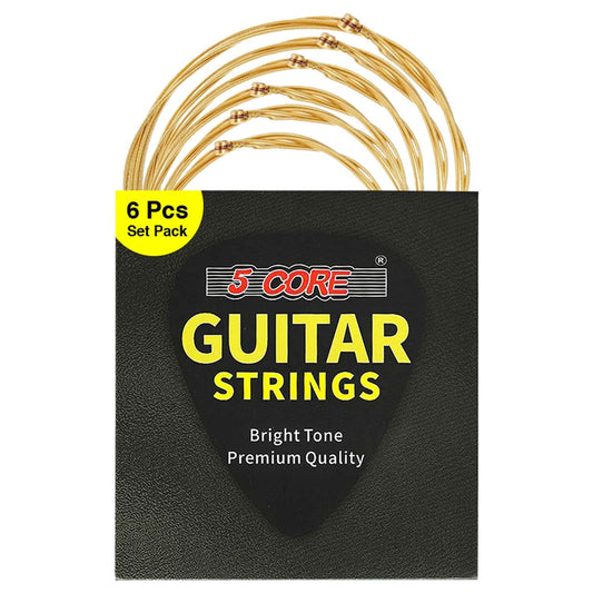 5 Core Acoustic Guitar 6 String Set Light Gauge Steel Carbon Core Bright Powerful Tone Heavy Duty-0